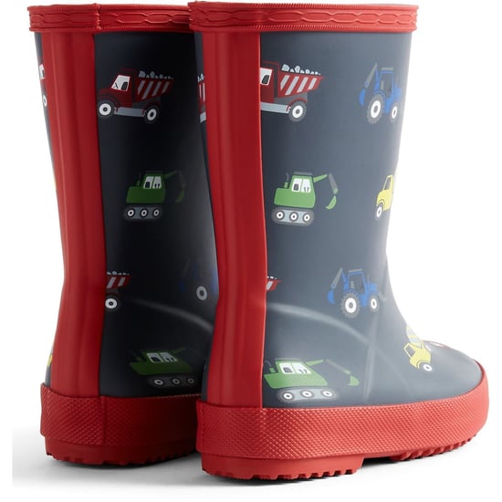 Hunter Kids First Construction Print Boot Rubber Boys's Hunter Navy/Military Red Wellington Boots - Image 2