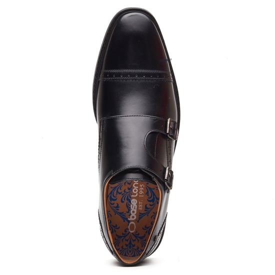 Base London Henley Monk Leather Men's Black Double Monk Shoes - Image 3