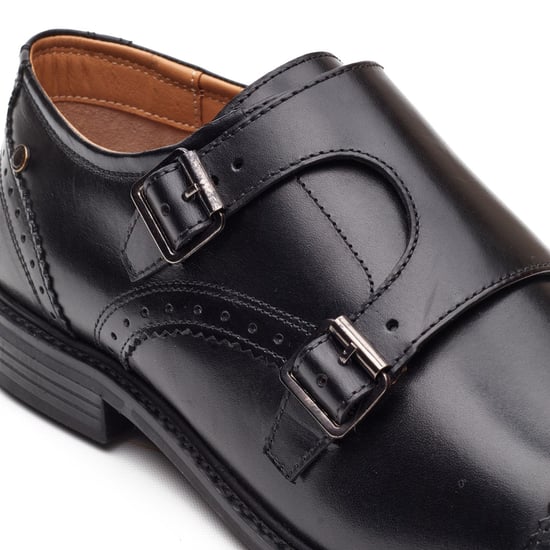 Base London Henley Monk Leather Men's Black Double Monk Shoes - Image 5