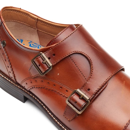 Base London Henley Monk Leather Men's Burnt Tan Double Monk Shoes - Image 6
