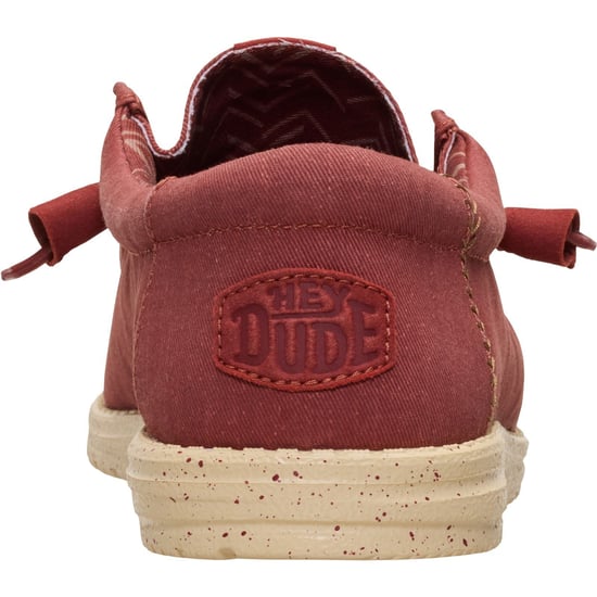 HEYDUDE Wally Stretch Canvas Textiel Heren Loafers in Verbrand Rood/Boulder Tan - Image 2