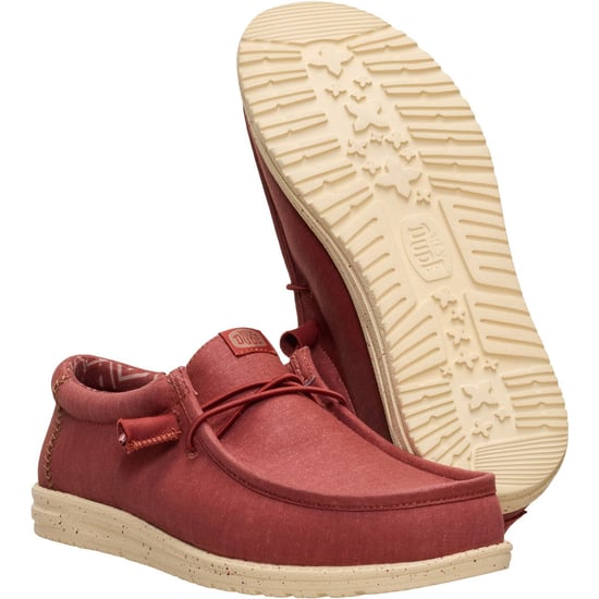 HEYDUDE Wally Stretch Canvas Textiel Heren Loafers in Verbrand Rood/Boulder Tan - Image 4