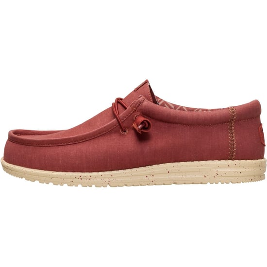 HEYDUDE Wally Stretch Canvas Textiel Heren Loafers in Verbrand Rood/Boulder Tan - Image 6