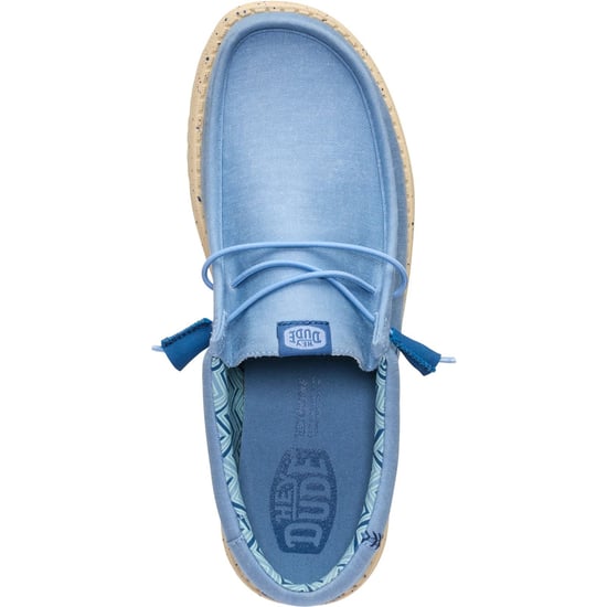 HEYDUDE Wally Stretch Canvas Textile Men's Faded Denim/Boulder Tan Loafers - Image 5
