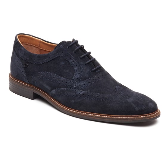 Base London Clarence Brogue Leather Men's Navy Brogues Shoes - Image 1