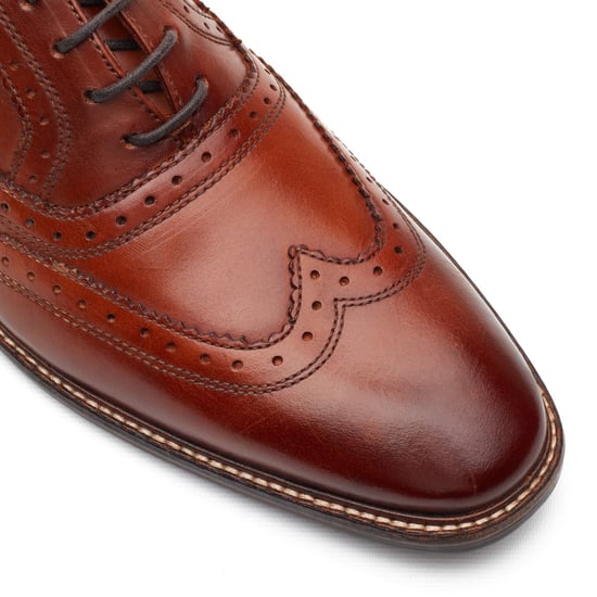 Base London Clarence Brogue Leather Men's Burnt Tan Brogues Shoes - Image 6