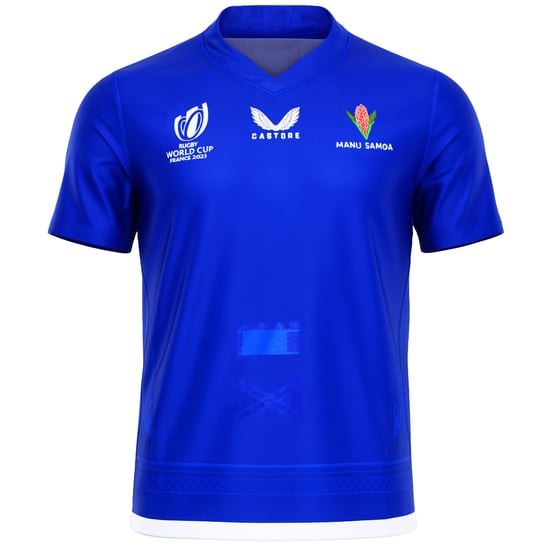 Castore Manu Samoa Mens Blue Rugby Shirt - Image 1