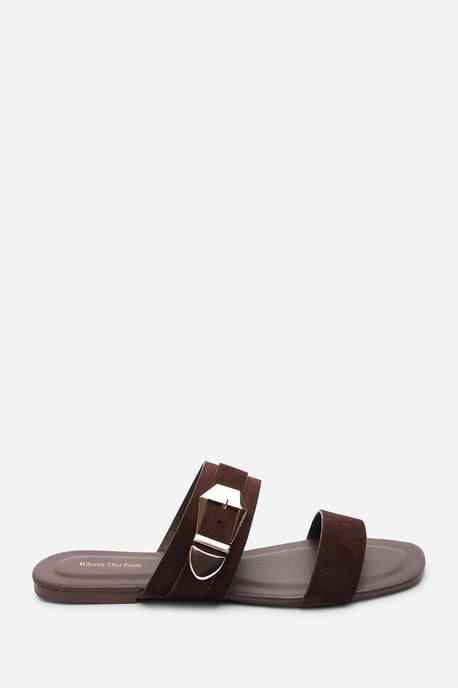 Where's That From Womens 'Orlina' Two Strap Side Buckle Suede Sandal - Image 2