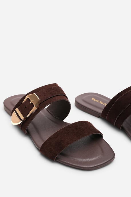 Where's That From Womens 'Orlina' Two Strap Side Buckle Suede Sandal - Image 5