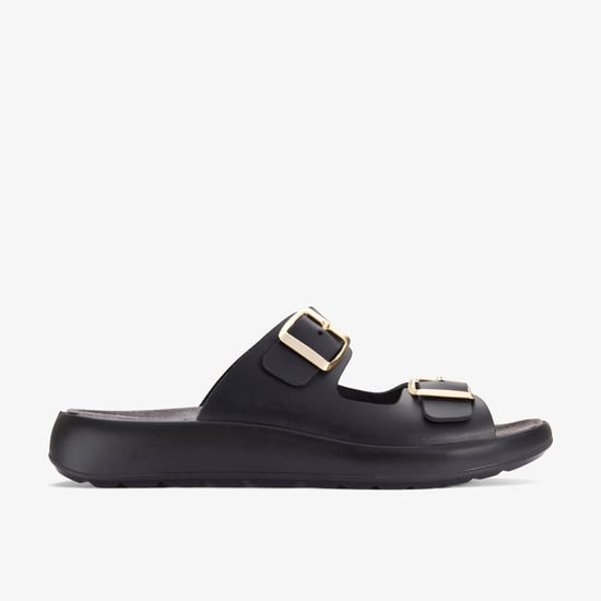 Un Oak Mule Black Leather Sandals - Image 1