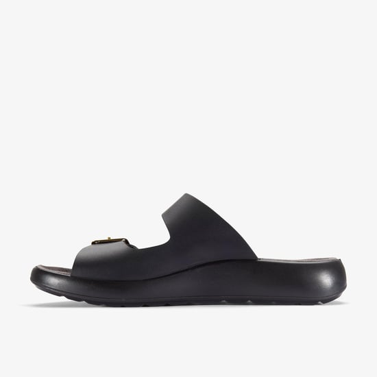 Un Oak Mule Black Leather Sandals - Image 2