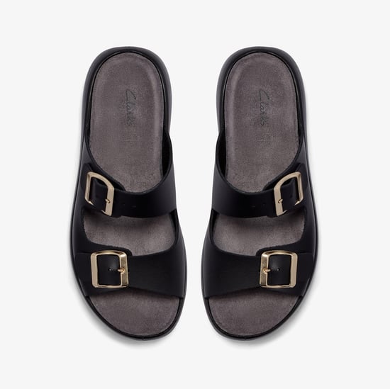Un Oak Mule Black Leather Sandals - Image 6