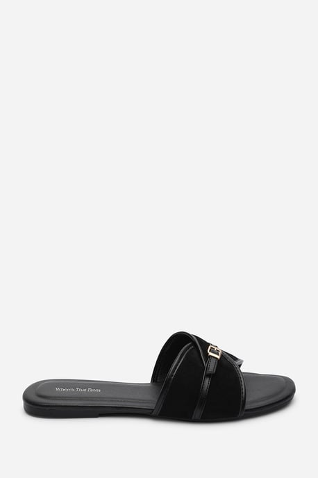 Where's That From Womens 'Mariva' Cross Over Buckle Suede Slide On Sandal - Image 2
