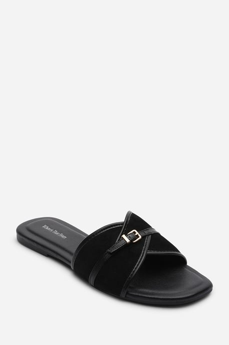 Where's That From Womens 'Mariva' Cross Over Buckle Suede Slide On Sandal - Image 3