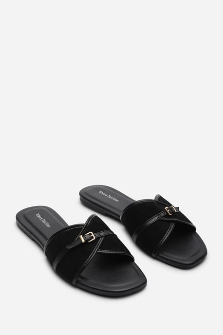 Where's That From Womens 'Mariva' Cross Over Buckle Suede Slide On Sandal - Image 4