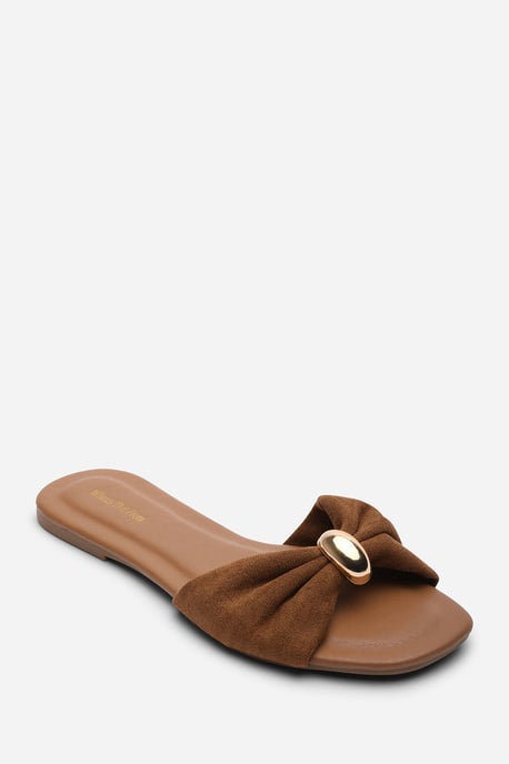 Where's That From Womens 'Arc' Ruched Buckle Suede Slide On Sandal - Image 3