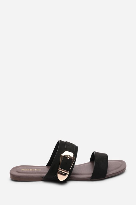 Where's That From Womens 'Orlina' Two Strap Side Buckle Suede Sandal - Image 2