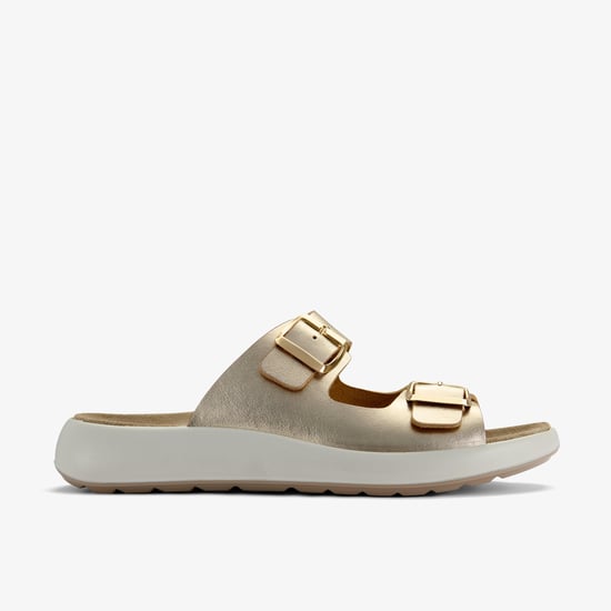 Un Oak Mule Gold Metallic Sandals - Image 1
