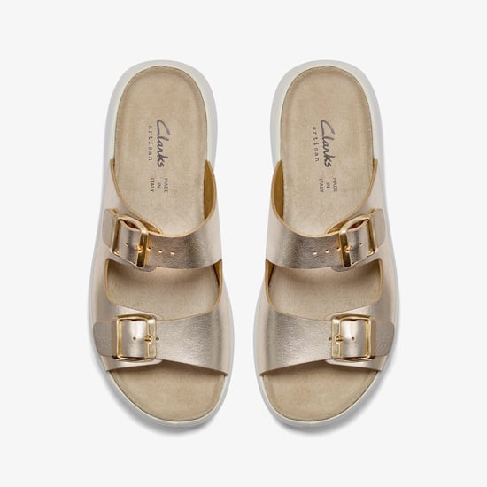 Un Oak Mule Gold Metallic Sandals - Image 6