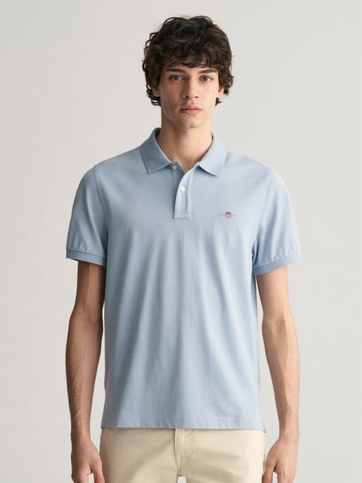 Mens Dove Blue Shield Logo Pique Polo Shirt - Image 1