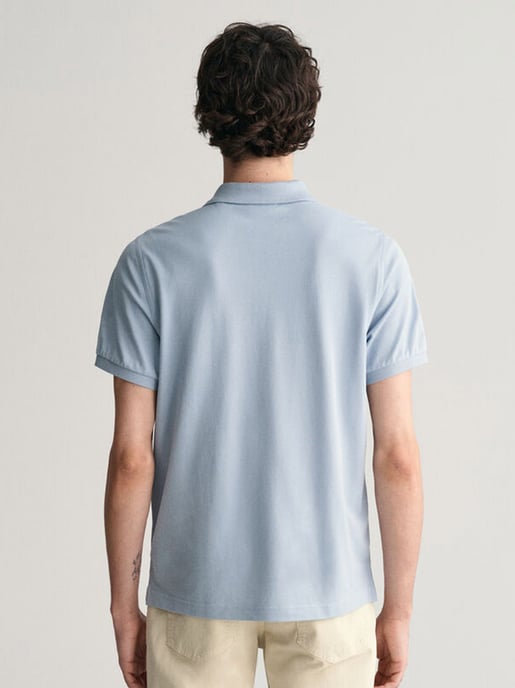 Mens Dove Blue Shield Logo Pique Polo Shirt - Image 4