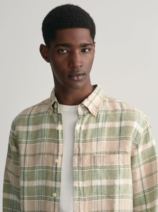 Mens Dry Sand Linen Madras Shirt - Image 2