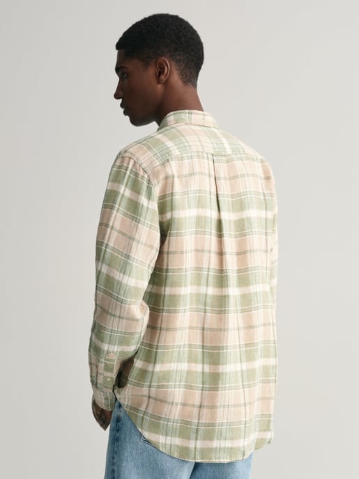 Mens Dry Sand Linen Madras Shirt - Image 4