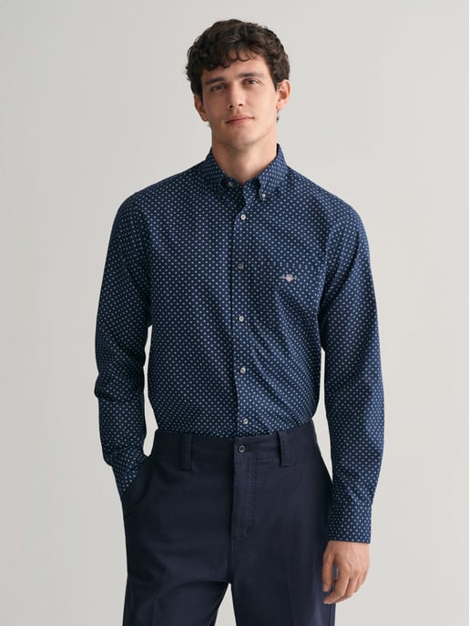 Mens Marine Micro Print Shirt - Image 1