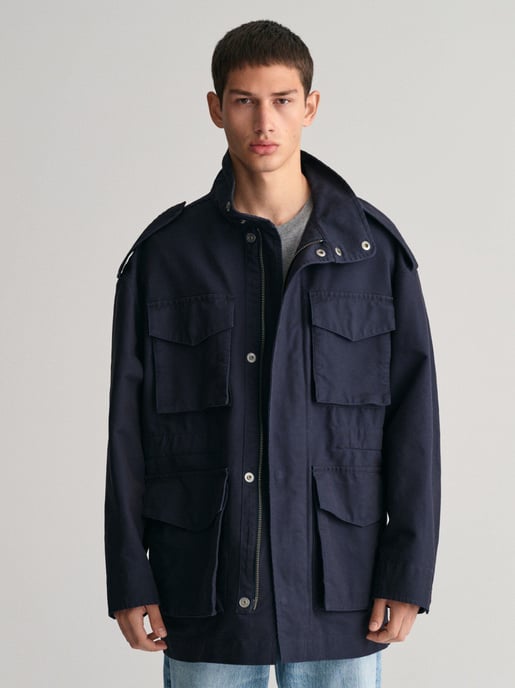 Mens Evening Blue Cotton Field Jacket - Image 1