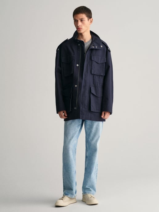 Mens Evening Blue Cotton Field Jacket - Image 3