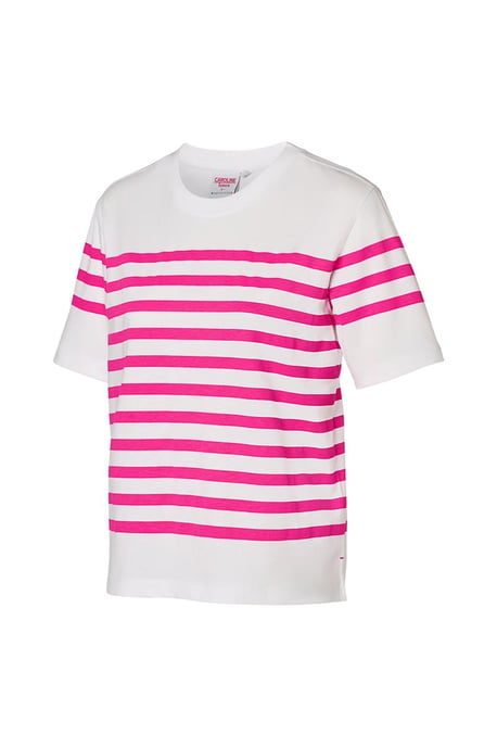 Caroline Tensen Elba Streep T-Shirt Wit / Fuchsia - Image 4