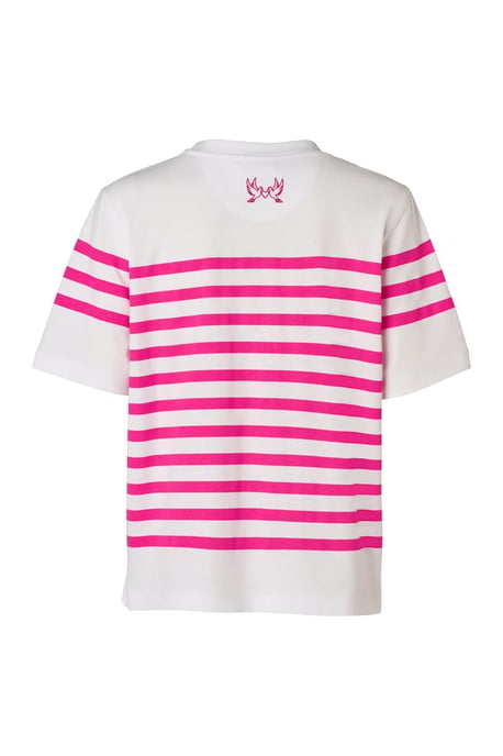 Caroline Tensen Elba Streep T-Shirt Wit / Fuchsia - Image 5