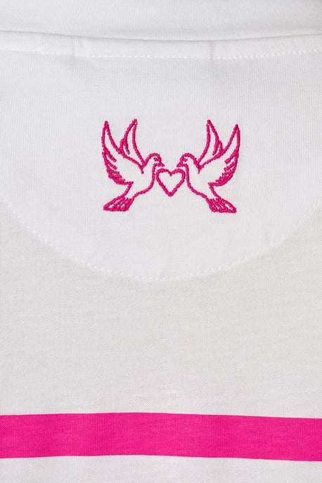 Caroline Tensen Elba Streep T-Shirt Wit / Fuchsia - Image 6