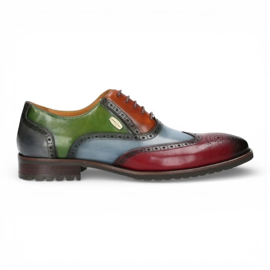 Lorenzo Conti Heren Brogue Oxford Schoenen Zwart Bordeauxrood Leer - Antonin 01 - Image 1