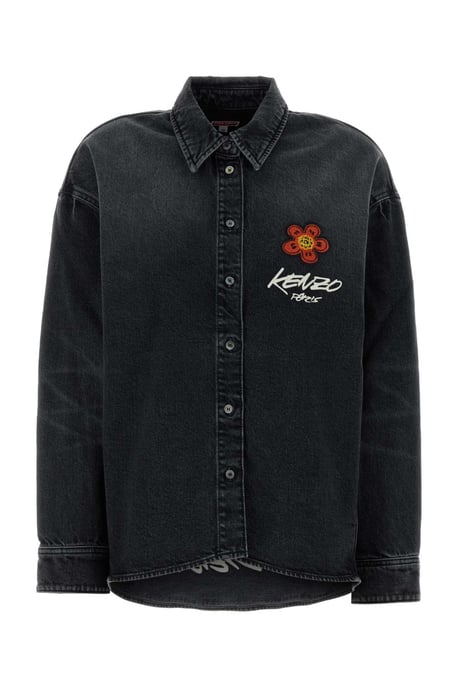 Black Stretch Denim Shirt - Image 1