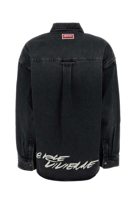 Black Stretch Denim Shirt - Image 2