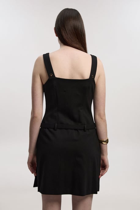 Ponte Button Front Pleated Mini Dress - Image 4