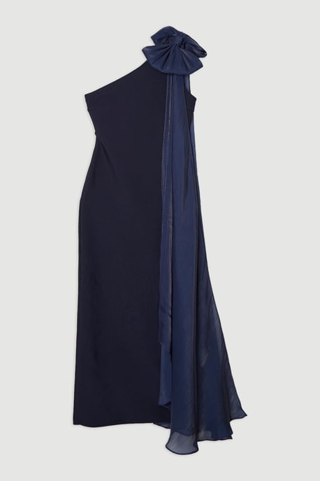 Bandage Figure Form Knit Woven Cape Detail Maxi Dress - Image 4