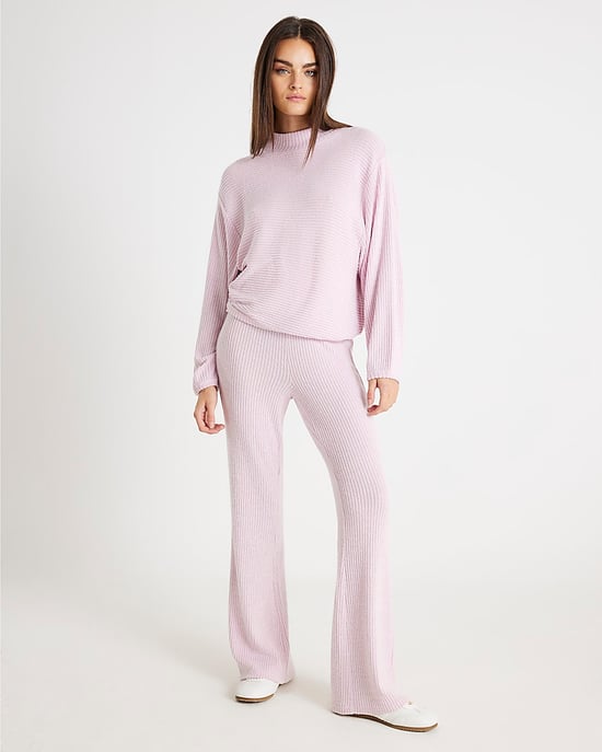 River Island Womens Loungewear Set Pink 2 Piece Knit Batwing Sleeve - Image 1