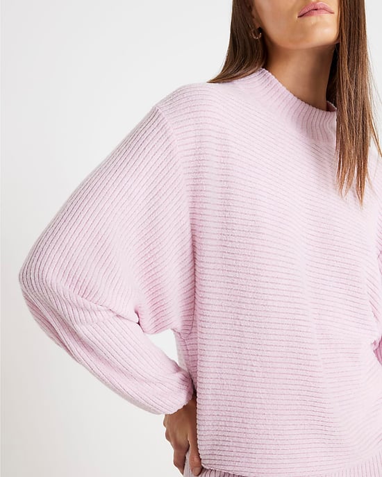 River Island Womens Loungewear Set Pink 2 Piece Knit Batwing Sleeve - Image 3