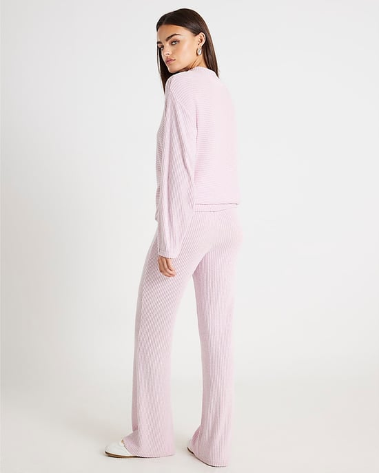 River Island Womens Loungewear Set Pink 2 Piece Knit Batwing Sleeve - Image 4