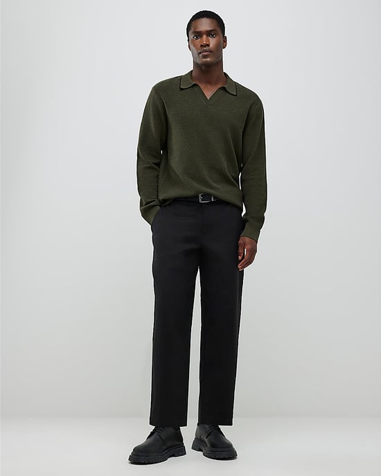 River Island Mens Jumper Khaki Regular Fit Open Collar - Image 4