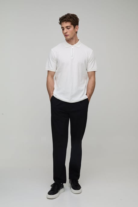Slim Fit 1/4 Zip Pique Polo - Image 4