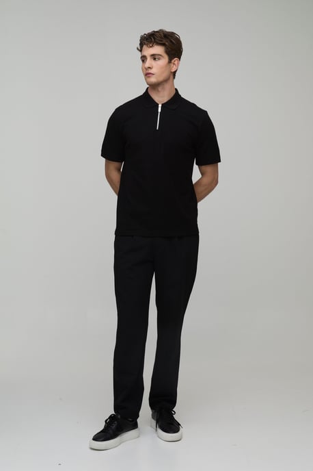Slim Fit 1/4 Zip Pique Polo - Image 4