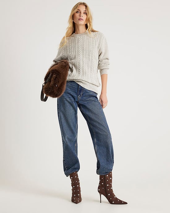 River Island Mens Jumper Cream Slim Fit Cable Knit - Image 3
