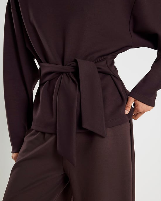 River Island Womens Top Brown Premium Long Sleeve Tie Front - Image 2