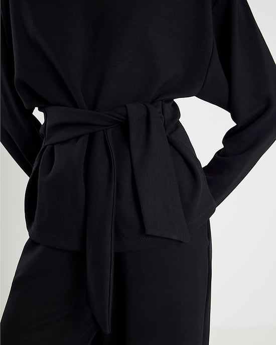 River Island Womens Top Black Premium Long Sleeve Tie Front - Image 3