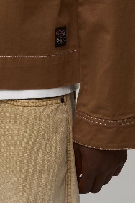 Regular Fit Contrast Stitch Twill Boxy Overshirt - Image 4