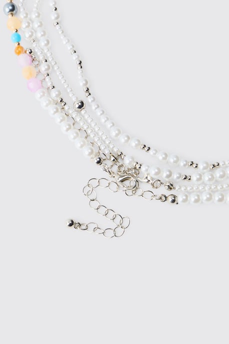 Beaded Multi Layered Cross Necklace - Image 3