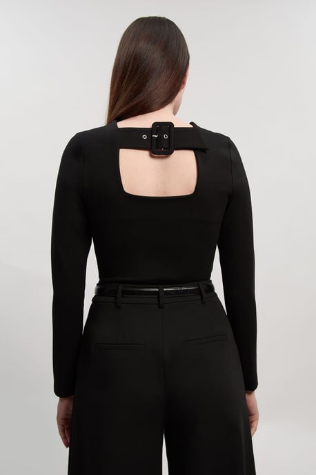 Ponte Buckle Back Detail Bodysuit - Image 4